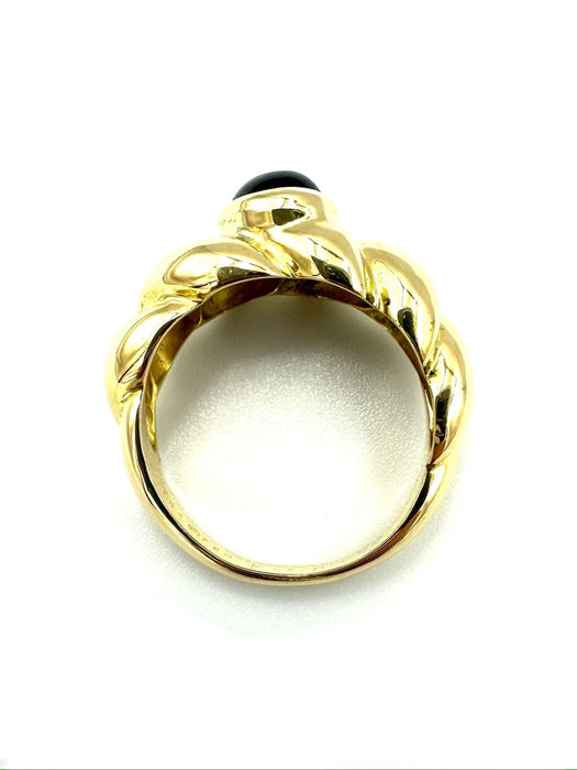 Bague VAN CLEEF & ARPELS. Bague vintage or jaune 18K et onyx 58 Facettes