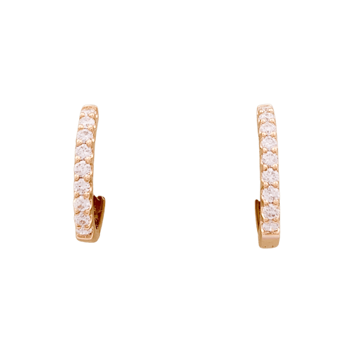 Boucles d'oreilles Paire de petites créoles en or rose, diamants. 58 Facettes 34292