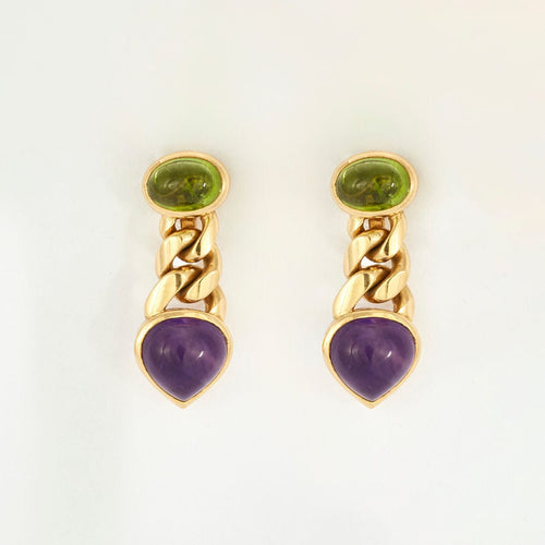 Boucles d'oreilles BULGARI – Pendants d’oreilles Péridots Améthystes 58 Facettes