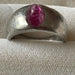 Bague 56 Bague jonc platine rubis birman cabochon 58 Facettes