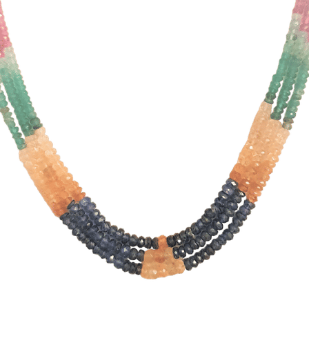 Collier COLLIER 3 RANGS SAPHIRS EMERAUDES SPINELLES ROUGES 58 Facettes C 76  (1/3)