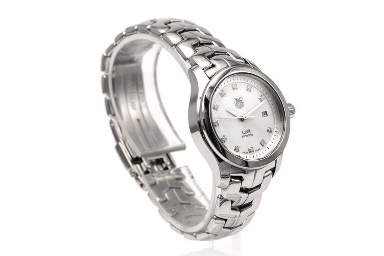 TAG Heuer - Montre Link en acier, nacre et diamants 0,07 ct
