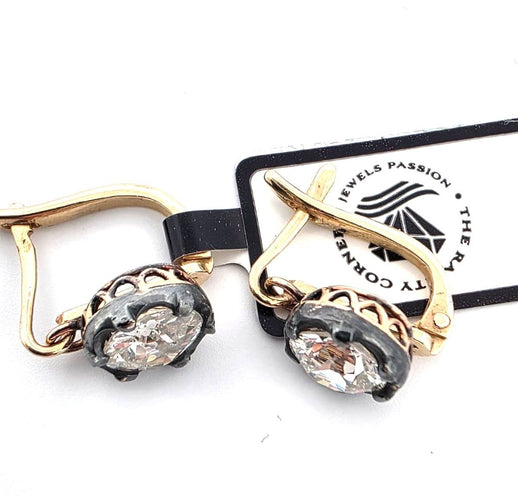 Boucles d'oreilles Boucles d'oreilles en diamant taille ancienne 1,90 ct G SI 58 Facettes