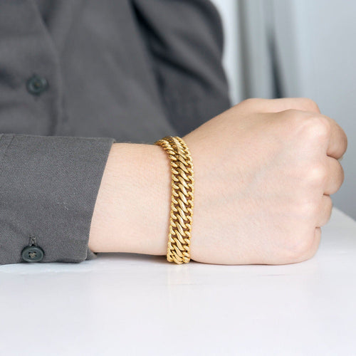 Bracelet Bracelet gourmette maille américaine en or jaune 58 Facettes