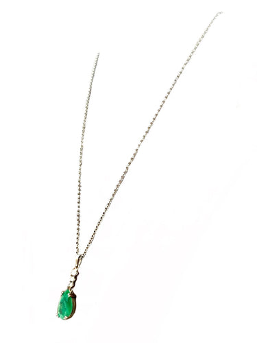 Collier Collier Or Blanc 18K Emeraude et diamants 58 Facettes