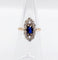 Bague 47 Bague marquise antique or rose 18k saphir synthétique taille coussin et diamants taille roses (circa 1900) 58 Facettes A05612