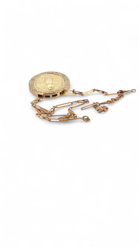 Collier Médaille miraculeuse en or et diamants sur chaîne coulissante 58 Facettes
