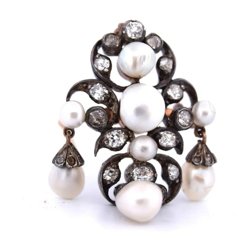 Broche Broche taille ancienne (Old Mine) en or 12k et argent 925, diamants 58 Facettes SP22
