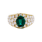 Bague 52 Bague or jaune, émeraude ovale et pavage diamants. 58 Facettes 32742