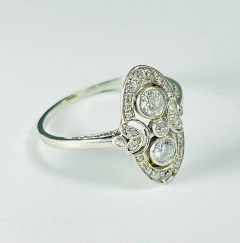 Bague 53 Bague Art Déco or gris diamants 58 Facettes 102