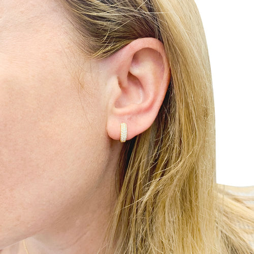 Boucles d'oreilles Paire de créoles or jaune, diamants. 58 Facettes 34483