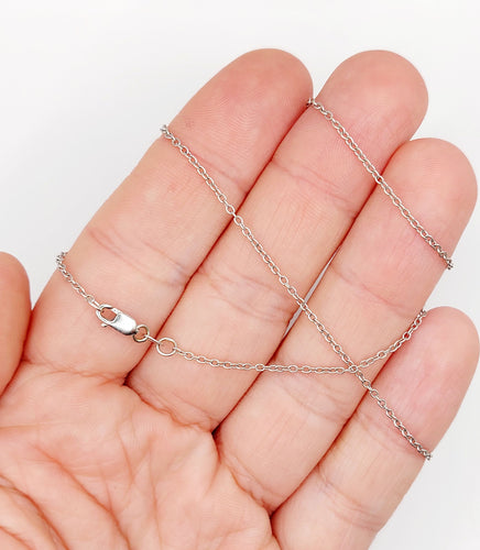 Collier Chaine vintage or blanc 18k mailles forçat 42,5 cm 2,49 gr 58 Facettes A06121