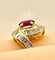Bague Bague or jaune, rubis et 38 diamants baguettes 58 Facettes AB419
