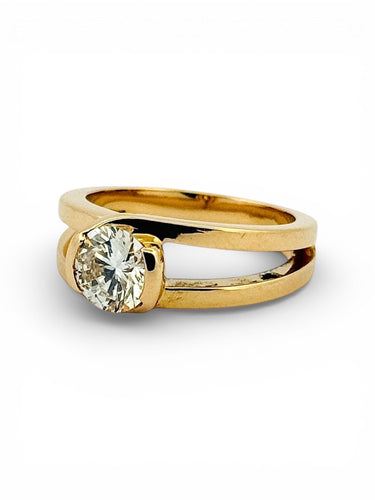 Bague 51 Solitaire en diamant or jaune 18 carats 58 Facettes