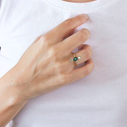 Bague 53.5 Bague Marquise diamants émeraude 58 Facettes LP722/10