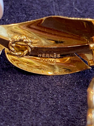 Boucles d'oreilles Hermès - Boucles d'oreilles vintage Plumes en or jaune 58 Facettes