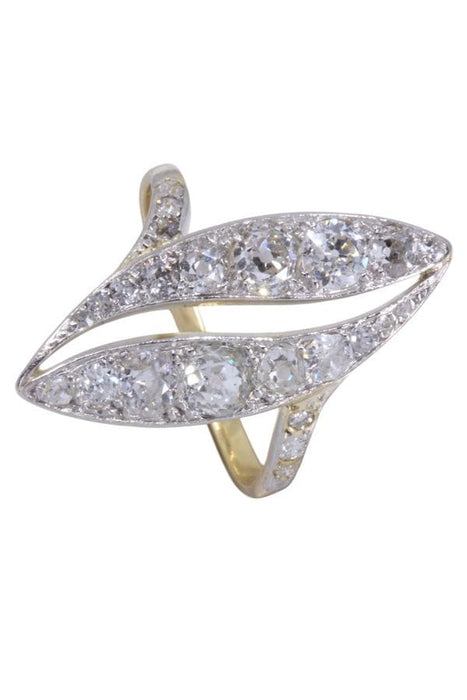 Bague 52 Bague marquise art-nouveau or jaune diamants 58 Facettes 091781