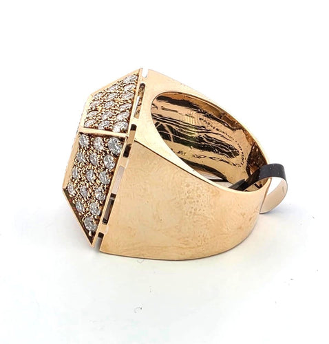 Anello oro giallo massiccio con diamante centrale e diamanti su struttura piramidale 58 Facettes