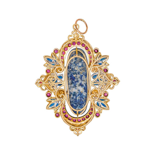 Pendentif Or jaune Lapis lazuli, Saphir, Rubis