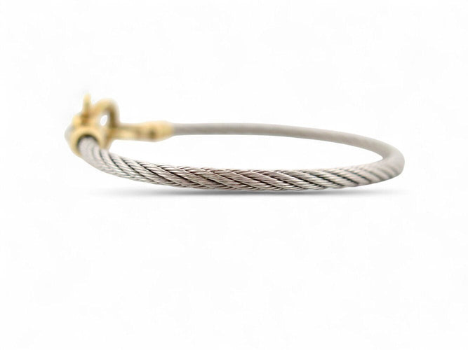 Bracelet vintage bracelet FRED force 10 t17 cable en acier & manille or jaune 18k 58 Facettes 269964