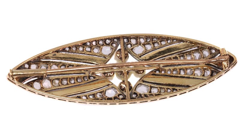 Broche Broche Art Déco vintage en diamant, onyx et perles 58 Facettes 18309-0001