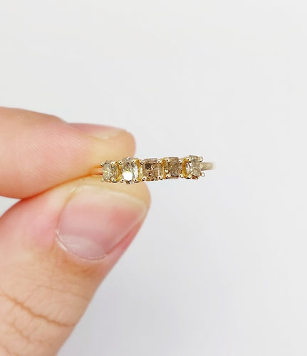 Bague 52.5 Demi alliance vintage or 14k et 0,95 carats diamants radiant Fancy Yellow 58 Facettes A06113