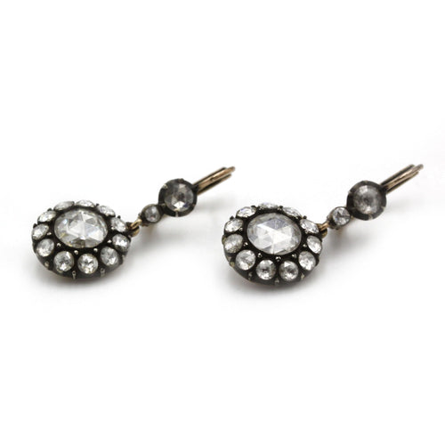 Boucles d'oreilles Boucles d'oreilles ancienne XIXe avec diamants tailles rose 58 Facettes 1224