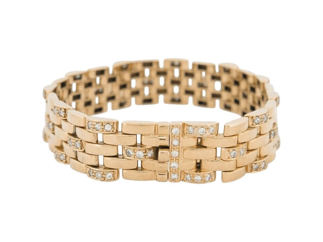 Bracelet bracelet CARTIER panthere 5 rangs diamants 1.58ct 18cm or jaune 18k 40gr 58 Facettes 270499