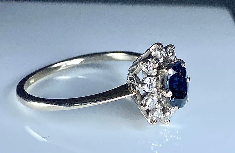 Bague 55 Bague or blanc saphir et diamants 58 Facettes AB336