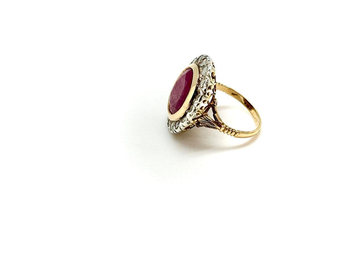 Bague 51 Bague ancienne rubis diamants 58 Facettes M9044