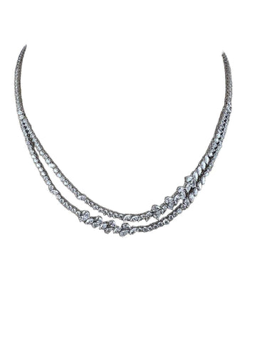 Collier Collier tennis floral double couche avec diamants mélangés 58 Facettes NECK-445