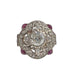 Ring 52.5 ART DECO STYLE PLATINUM RING with DIAMOND and RUBY 58 Facettes Q20B