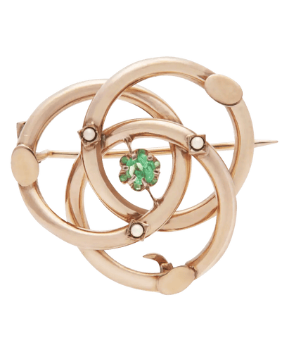Broche Or 18K Peridot Perle