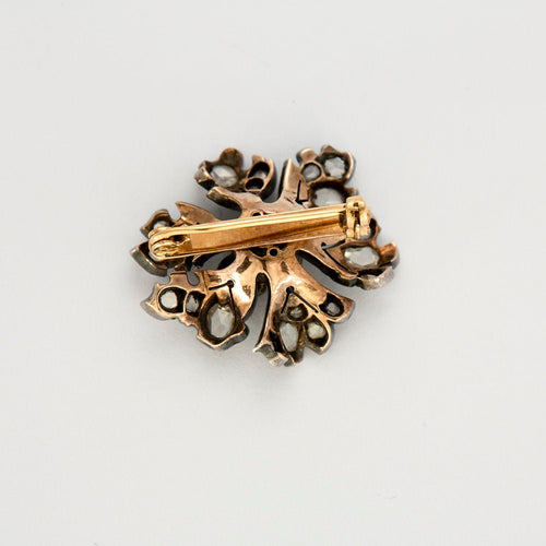 Broche Broche XIXe Eglantine, Or, Argent et Diamants Taille Rose 58 Facettes