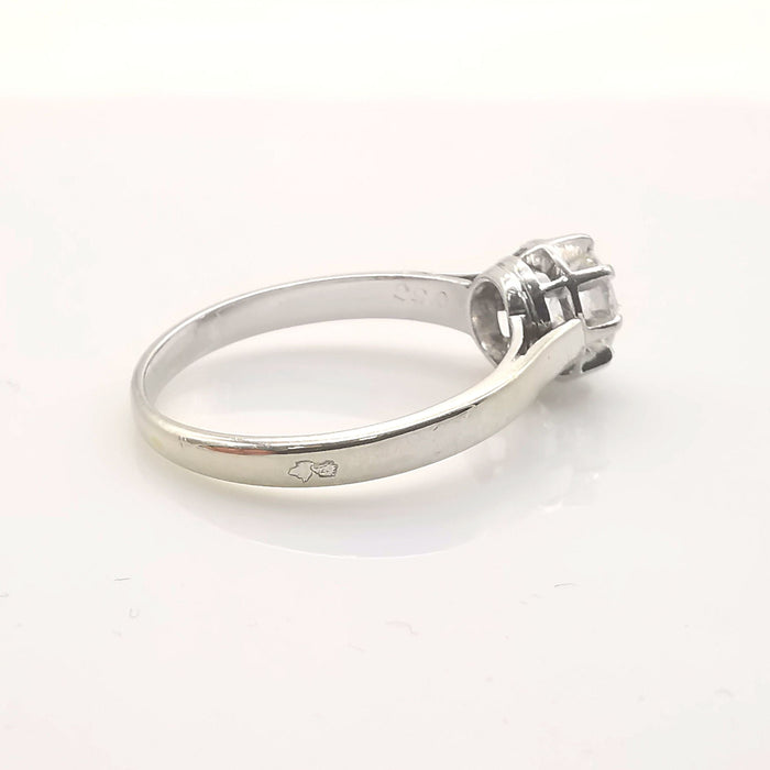 Bague Solitaire or blanc et platine sertie d'un diamant 58 Facettes