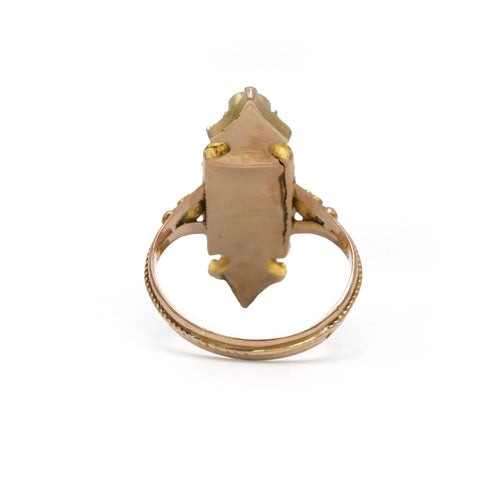 Bague 56 Bague Marquise Ancienne - Or, Nacre, Demi-perles & Grenats 58 Facettes 250357R