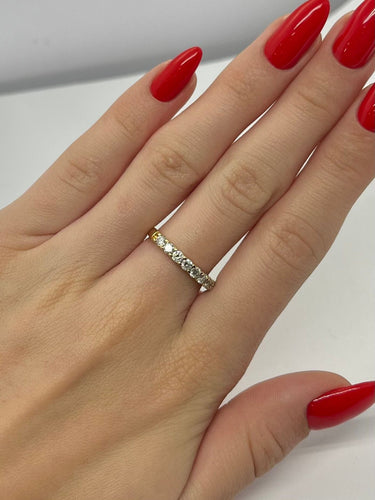 Bague 53 Demi-alliance or jaune et diamants 0,72 ct 58 Facettes 00066601