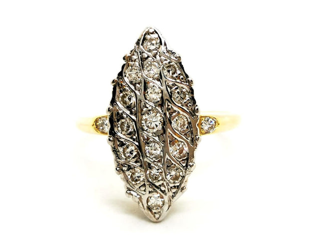 Bague 53.5 Bague Marquise Or blanc, Or jaune Diamant 58 Facettes 1875457CN