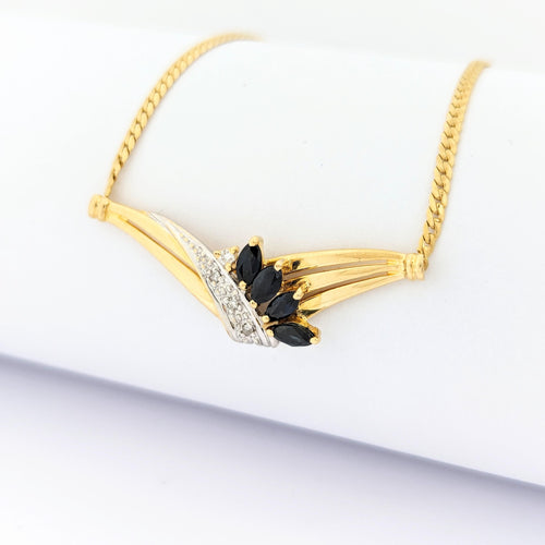 Collier Collier en or jaune diamants et saphirs 58 Facettes 29755