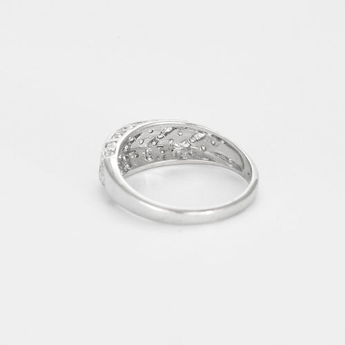 Bague 58 Bague jonc or blanc et diamants 58 Facettes GU188