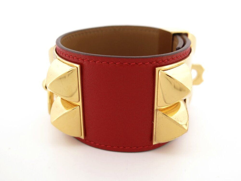 Collier bracelet HERMES collier de chien medor t2 cuir swift rouge boite 58 Facettes 264900