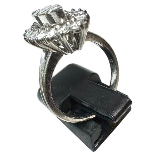 Bague 54 Bague Marquise or blanc diamants 58 Facettes