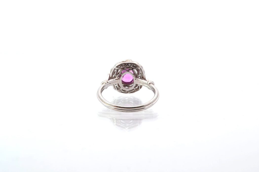 Bague Platine Saphir rose Diamants