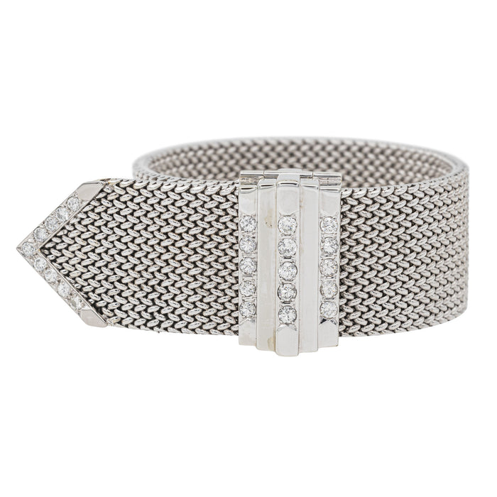 Bracelet Manchette Or blanc Diamant