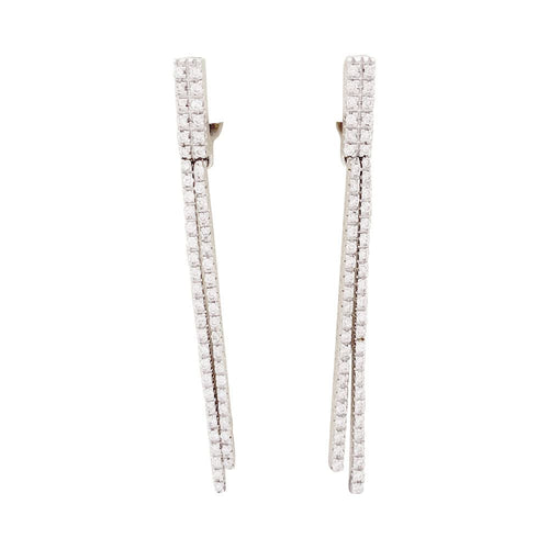 Boucles d'oreilles Boucles d'oreilles "barettes" or blanc, diamants. 58 Facettes 34026
