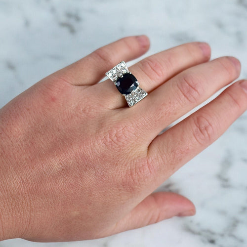 Bague 56 Bague Tank Art Déco Or, Saphir et Diamants 58 Facettes 365