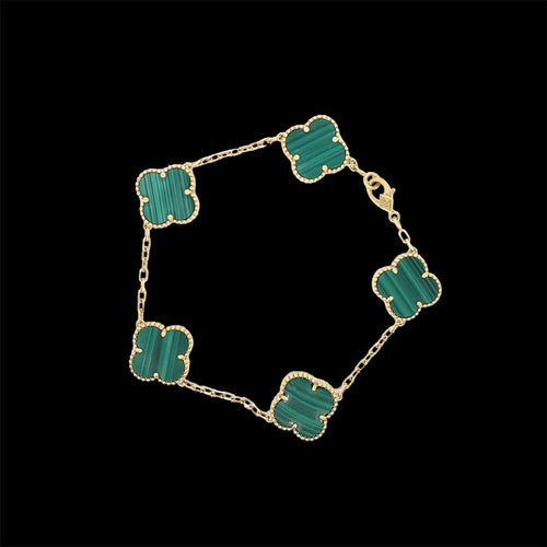 Bracelet Van Cleef & Arpels - Bracelet Alhambra Malachite Or Jaune 58 Facettes