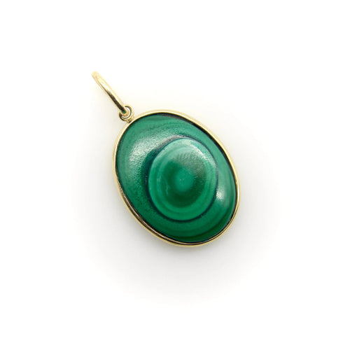Pendentif Pendentif cercles concentriques en malachite Signature en or 14 carats 58 Facettes