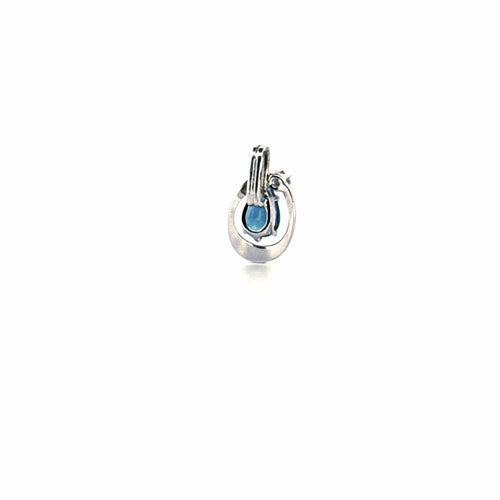 Pendentif Or Blanc, Saphir & Diamant