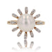 Bague 54 Bague perle de cutlure Akoya et diamants flocon 58 Facettes 24-071